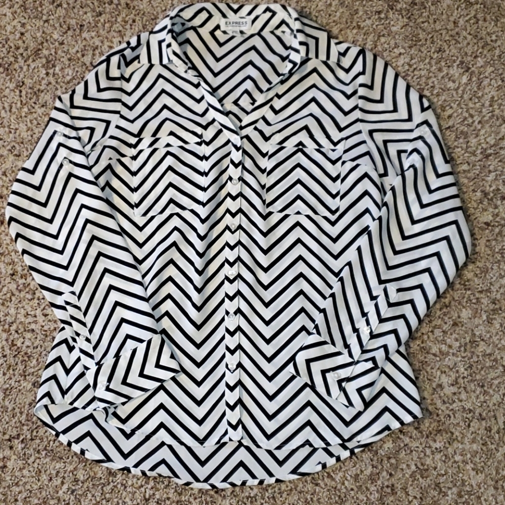 Express Black & White Portofino Blouse
